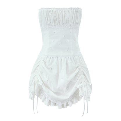 Kvinna Miniklänning A-Line Monokrom Polyester Off-Shoulder Kort Kjol-2