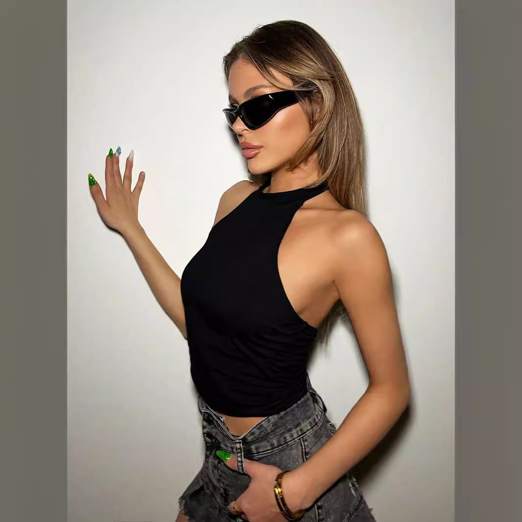 Kvinna Basistop Minimalistisk Smal Passform Polyester-3