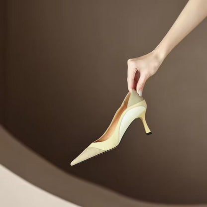 Damskor Stilettos Spetsig Tå Läder Medelhög Klack 1