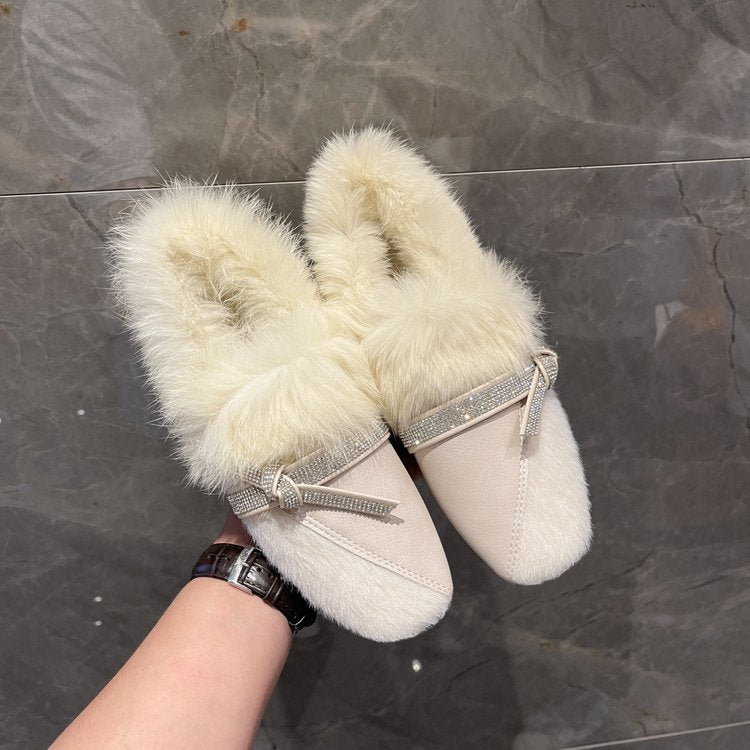 Dam Tofflor Slingelement Lyxig Päls Mjuk Innersula 9