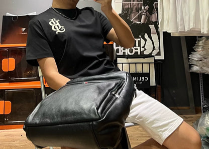 Herr T-shirt Klassisk Rund Hals Långfiberbomull Kvalitet-1