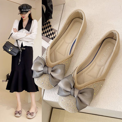 Eleganta Ballerinas i Skimrande Syntetiskt Material med Glittrande Detaljer – Bekväm Passform för Vardag och Fest 3