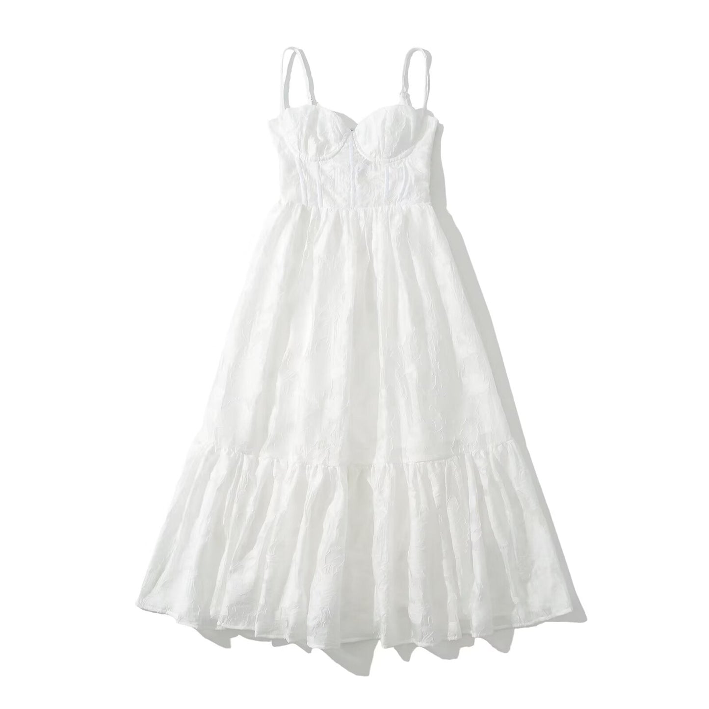 Kvinna Midi Klänning Axellös Jacquard-1