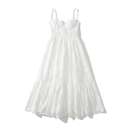 Kvinna Midi Klänning Axellös Jacquard-1