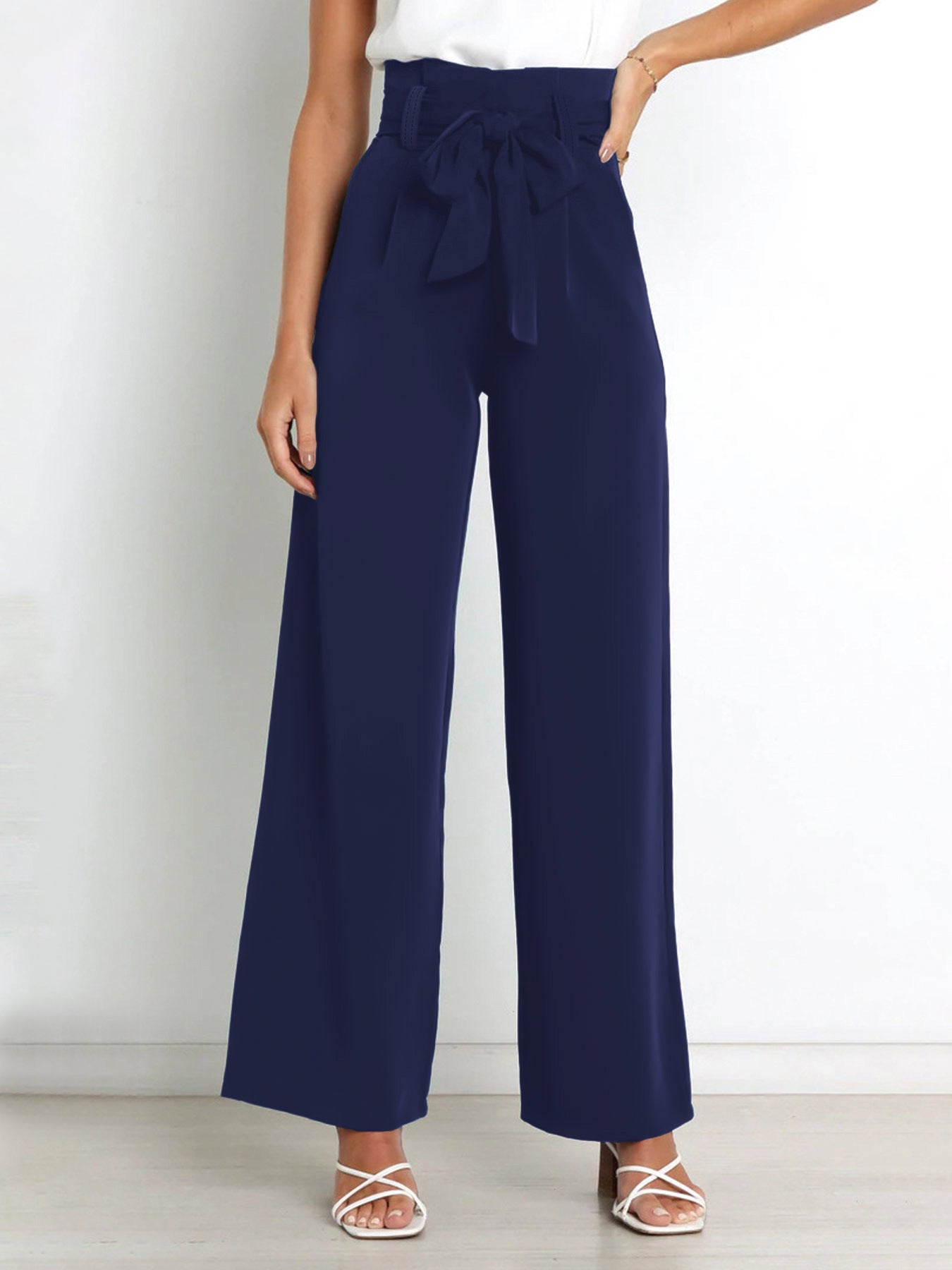 Variant image for Snygga Byxor Dam Lång Passform med Snörning i Lätt Polyester-36