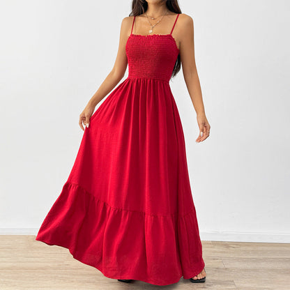 Damklänning Hög-Låg Spaghetti Band A-Linje Polyester-2