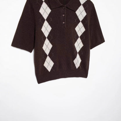 Herr Polo Skjorta Modern Diamantmönster Bomullsmix-4