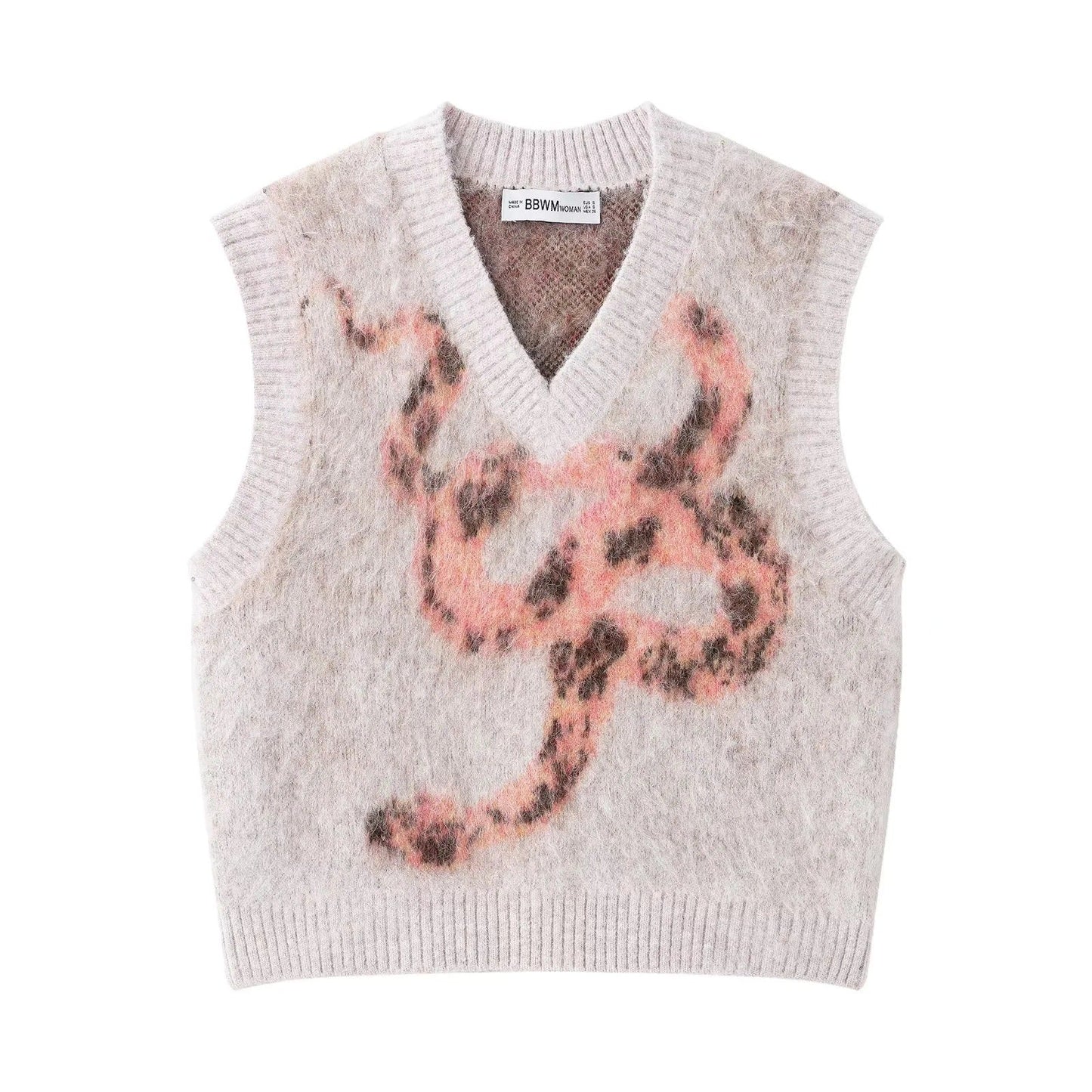 Variant image for Dam Stickad Väst Modern V-ringning Ullblandning-1