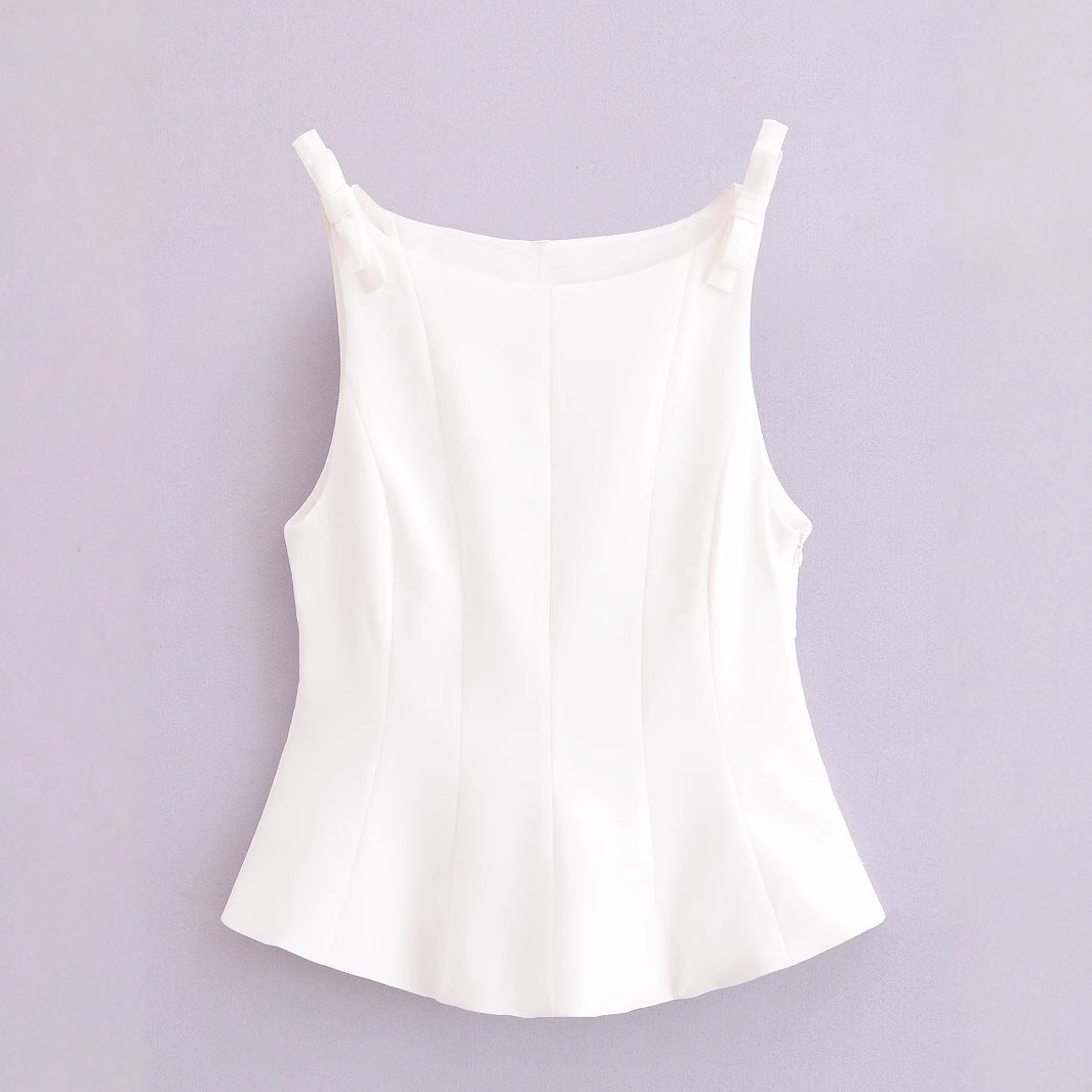 Dam T-shirt Ärmlös Rund Hals Polyester för Träning och Fritid-4