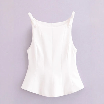 Dam T-shirt Ärmlös Rund Hals Polyester för Träning och Fritid-4