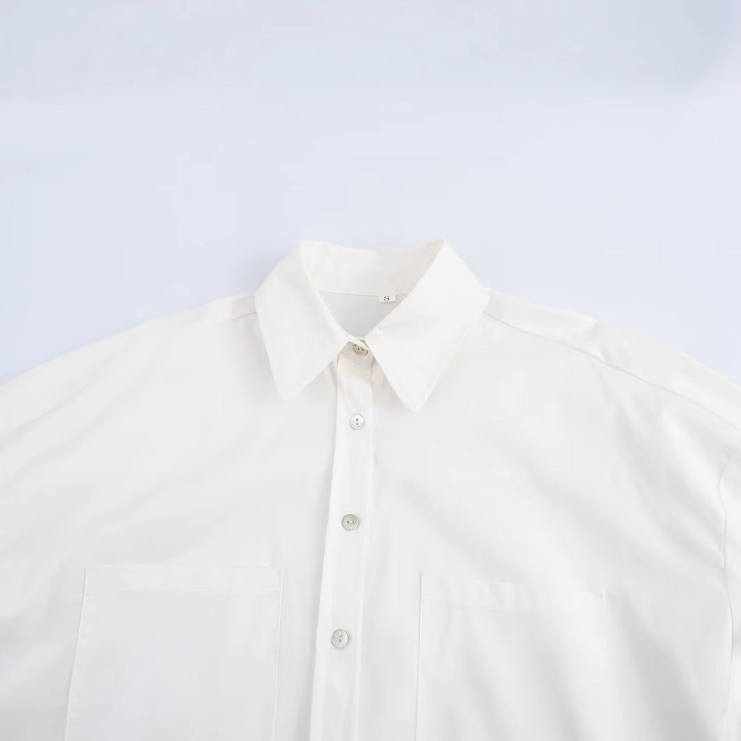 Herrskjorta Långärmad Monokrom Bomull med Borttagbar Krage-2
