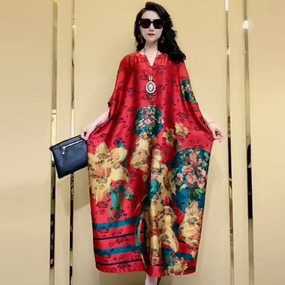 Dam Lång Kjol Blommönster Polyester Elegant och Mångsidig-1