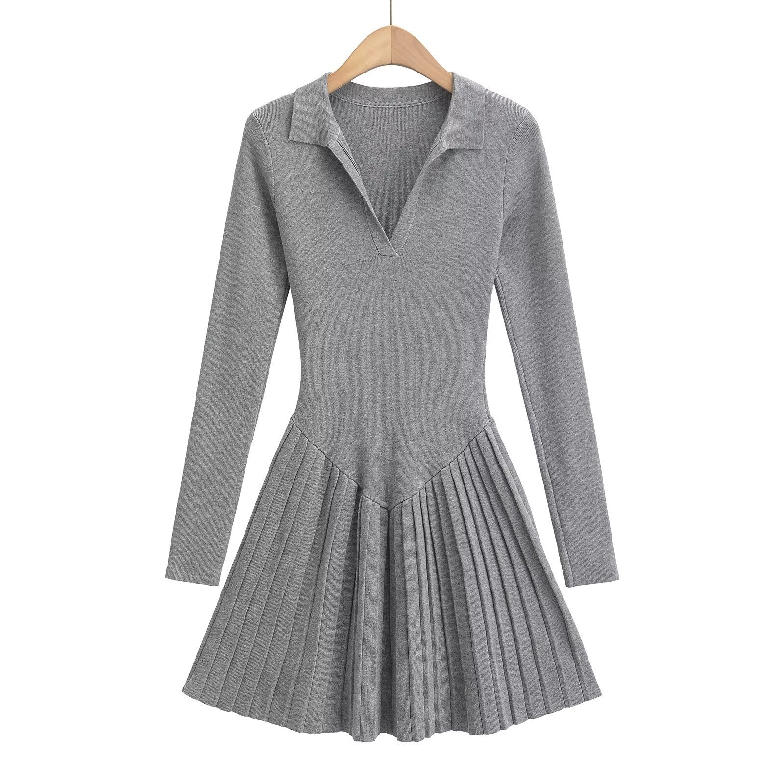Kvinnors Klänning V-ringning Långa Ärmar Mjuk Andningsbar Tyg 5