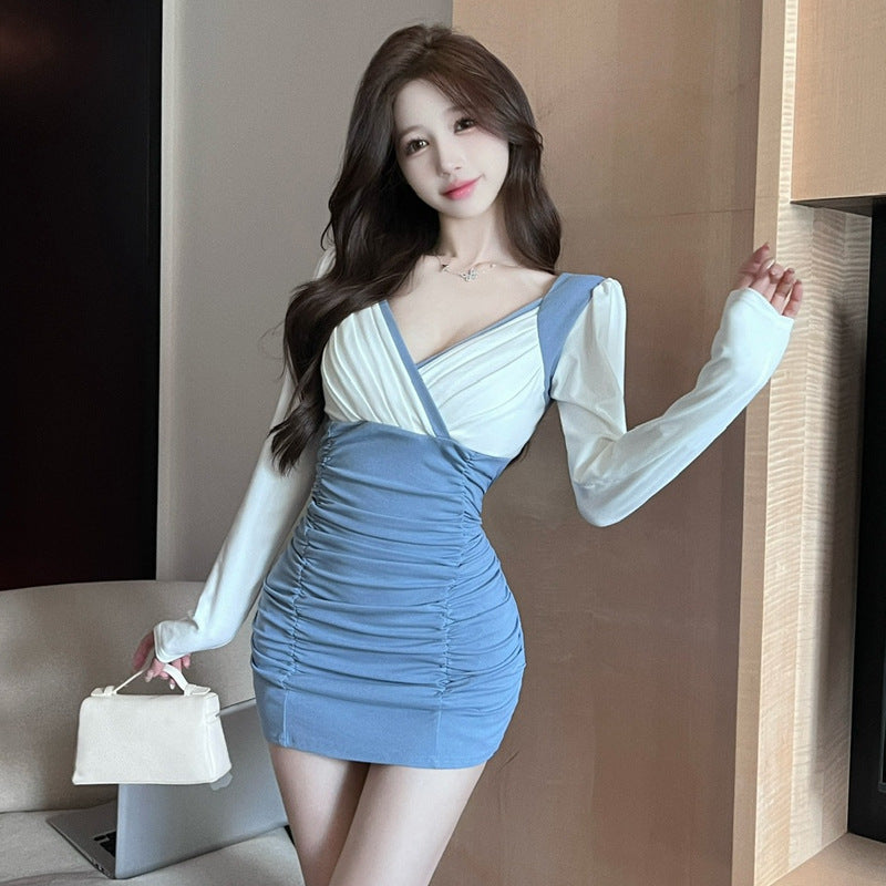 Variant image for Kvinnors Långsluten Klänning Färgblockerad Bomull-7