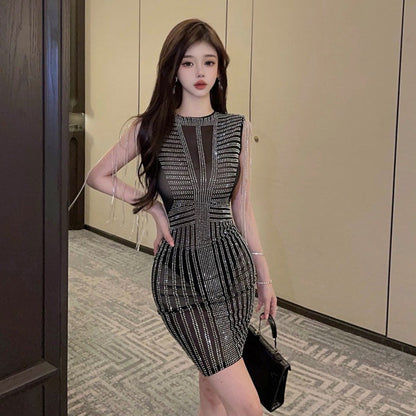 Dam Klänning Bodycon med Mesh och Fransar Polyester-3