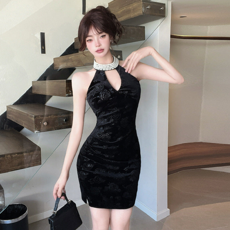 Variant image for Kvinnors Off-Shoulder Bodycon Klänning Blommönster Polyester Elastan-1