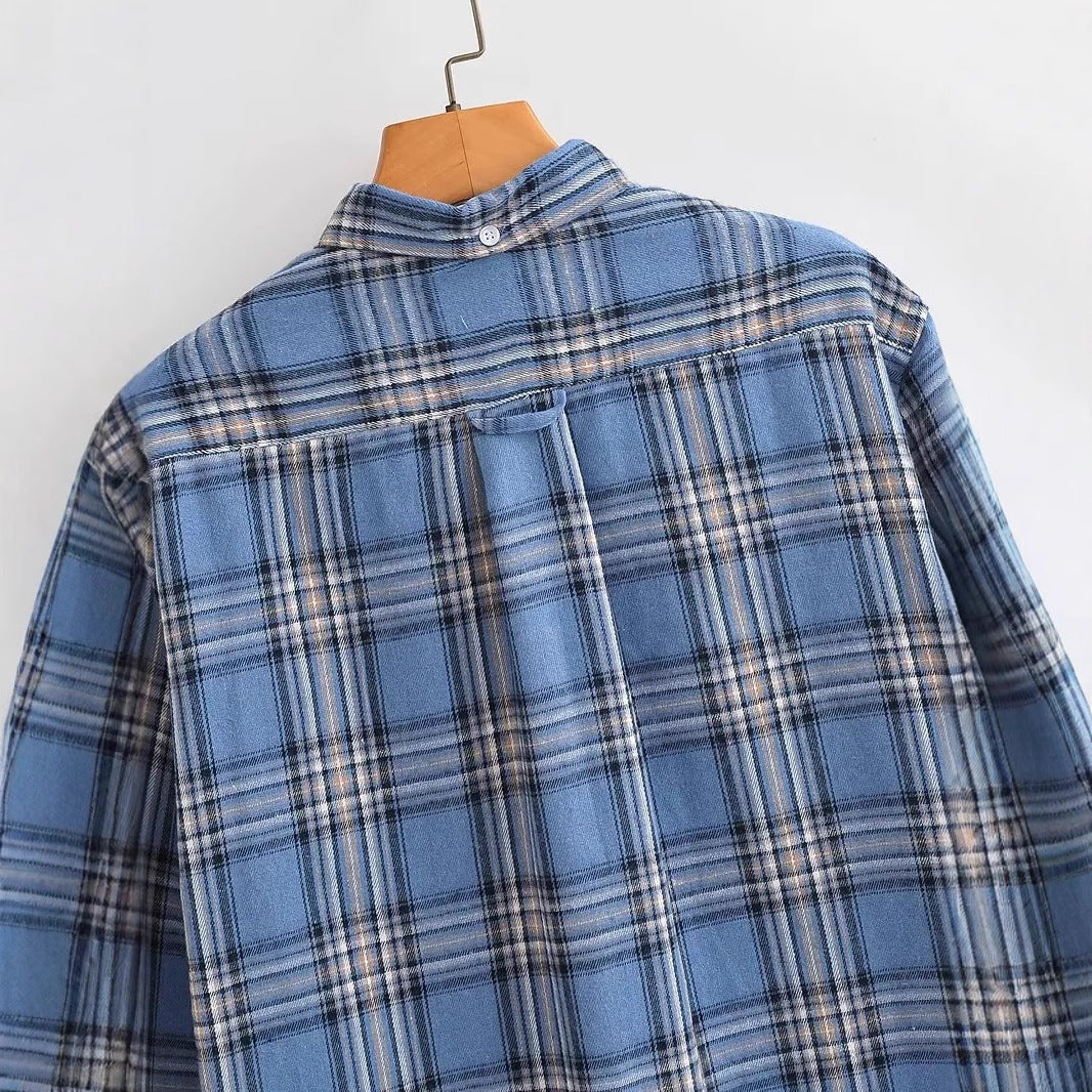 Mäns Flanellskjorta Casual Mjuk Bomull Rutmönstrad-4