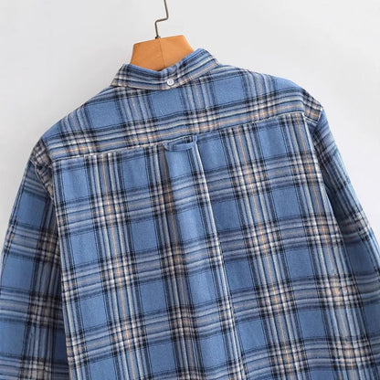 Mäns Flanellskjorta Casual Mjuk Bomull Rutmönstrad-4