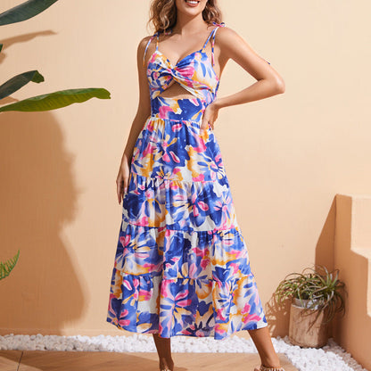 Dam Klänning A-Line Spaghetti Band Polyester Midi Fina Dam Klänningar-5