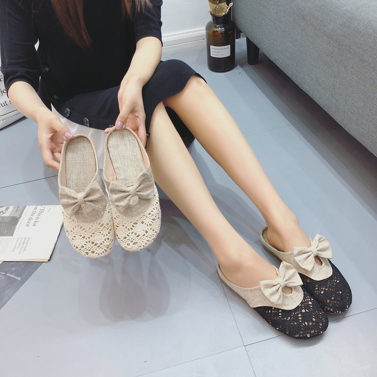 Dam Tofflor Blommigt Virkningsmönster med Slingdetalj Textil och Syntet-3