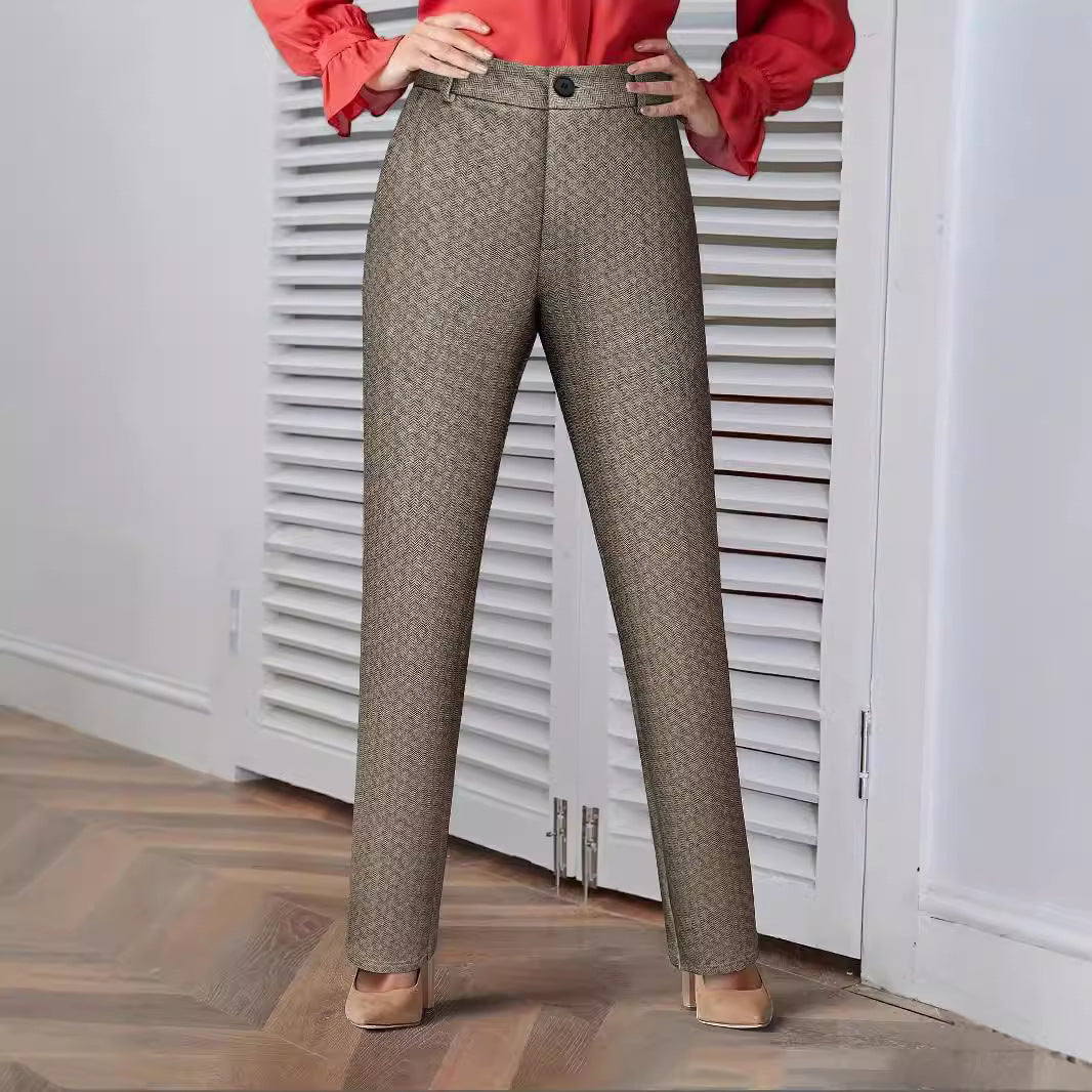 Elegant Karomönstrade Byxor för Kvinnor – Andningsbart Tyg med Praktiska Fickor, Normal Passform, S-XL 2