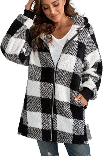 Damjacka Korthuvad Czip-Up Polyester Loose Fit med Fickor-1