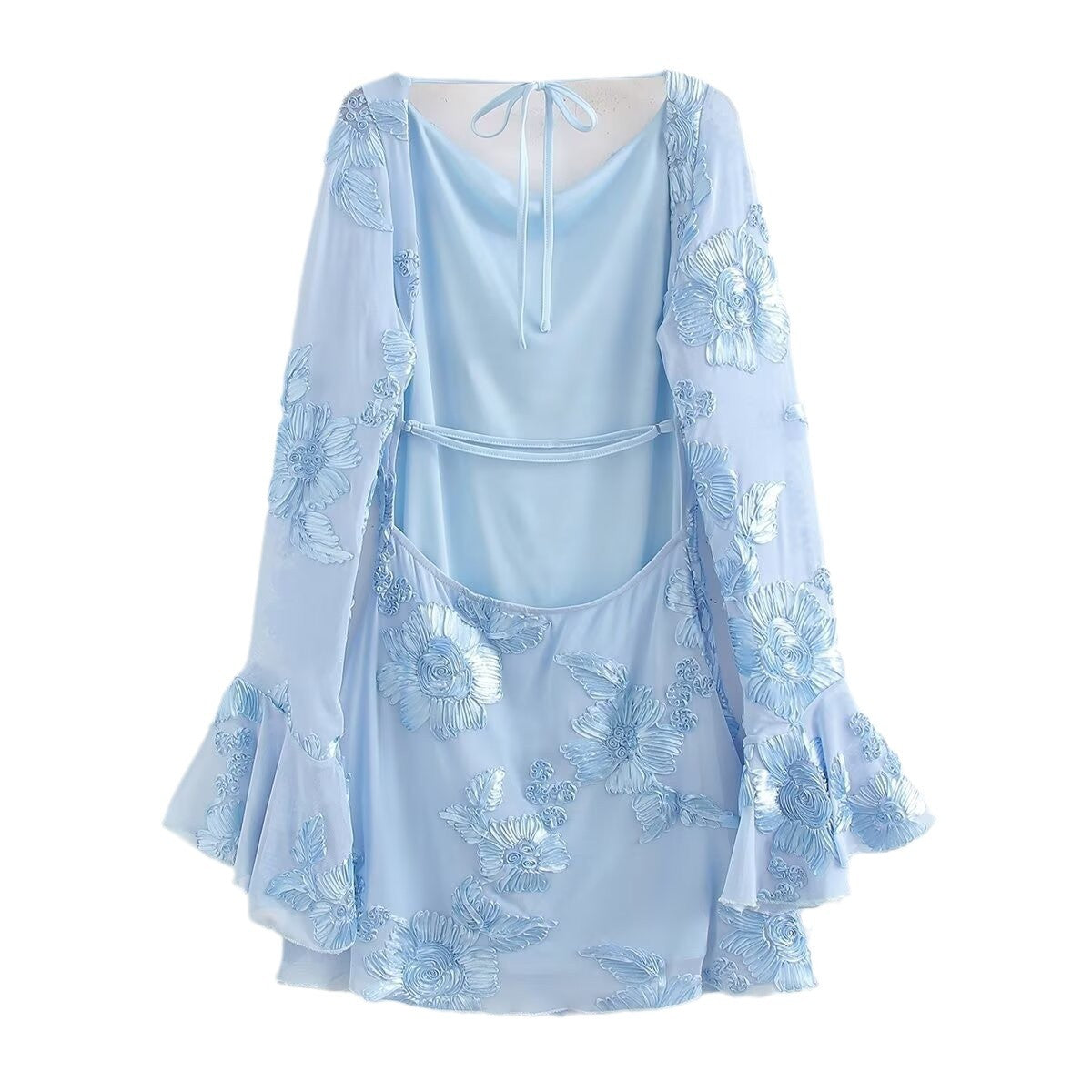 Kvinnors A-Line Miniklänning med 3D-Blommor Polyester-2