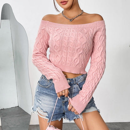 Dam Tröja Off-Shoulder Kort Modell Polyester Viskose-3