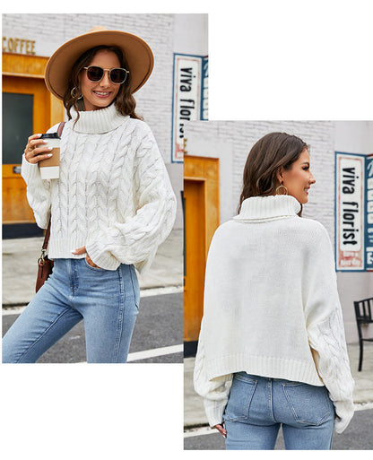 Dam Turtleneck Stickad Tröja Grovstickad Akryl-2