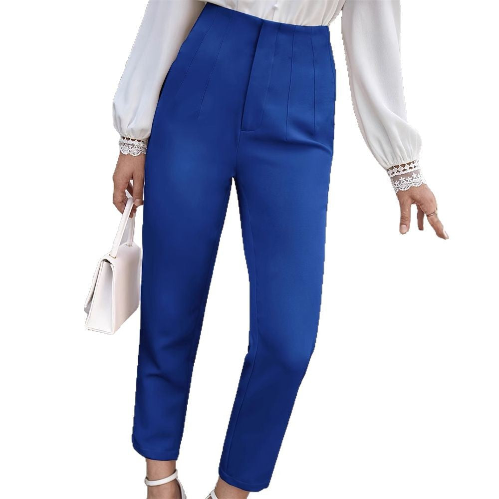 Hög Midja Smal Snitt Byxor i Högkvalitativt Tyg – Elegant och Lättskött för Formella och Informella Tillfällen 5