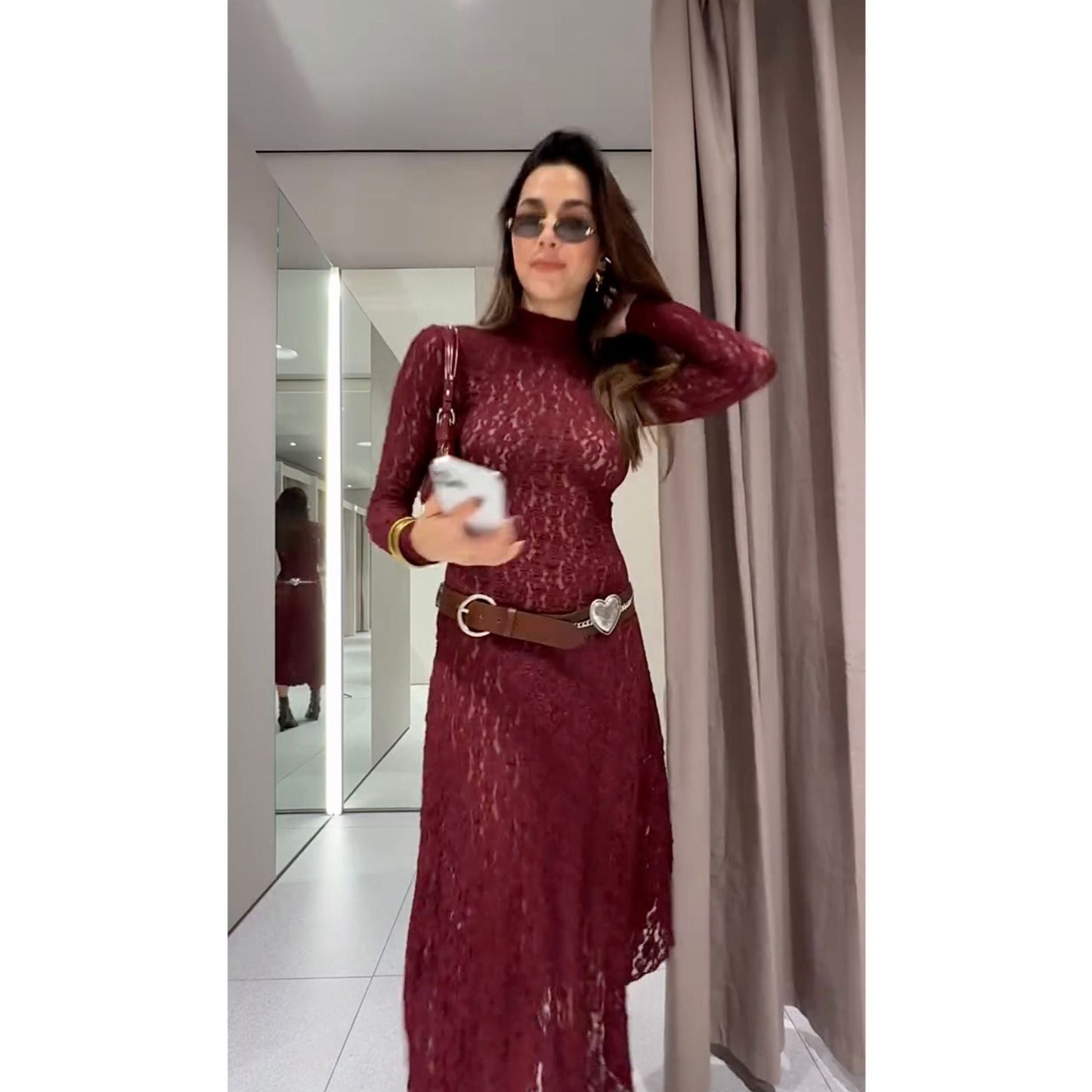 Variant image for Dam Maxiklänning Elegant Hög Krage Toppmaterial med Rüsch-Detaljer-1