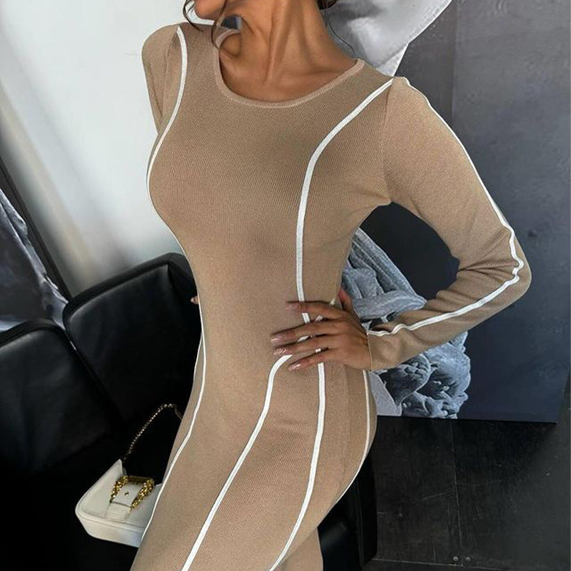 Dam Maxiklänning Tidlös Design Polyester Elegant Cirkulär Halsringning 5