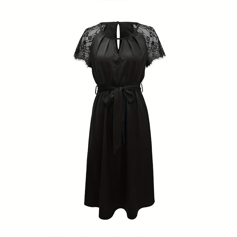 Festliches Damenkleid mit Spitzeninsätzen und Midjebälte – Elegantes Kleid für Hochzeitsgast und besondere Anlässe 7