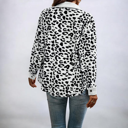Damjacka Leopardmönster Trendig Polyester-2
