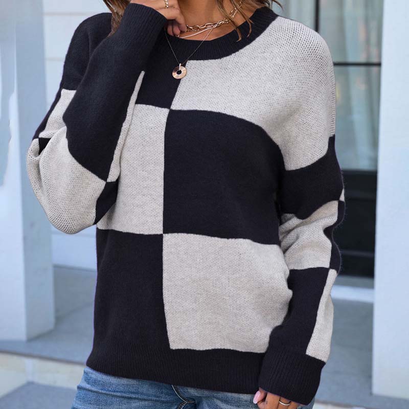 Variant image for Dam Rutig Sticktröja Långärmad Blandat Tyg-5