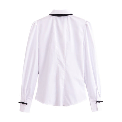 Dam Skjorta Långärmad Loopdekoration Polyester-2