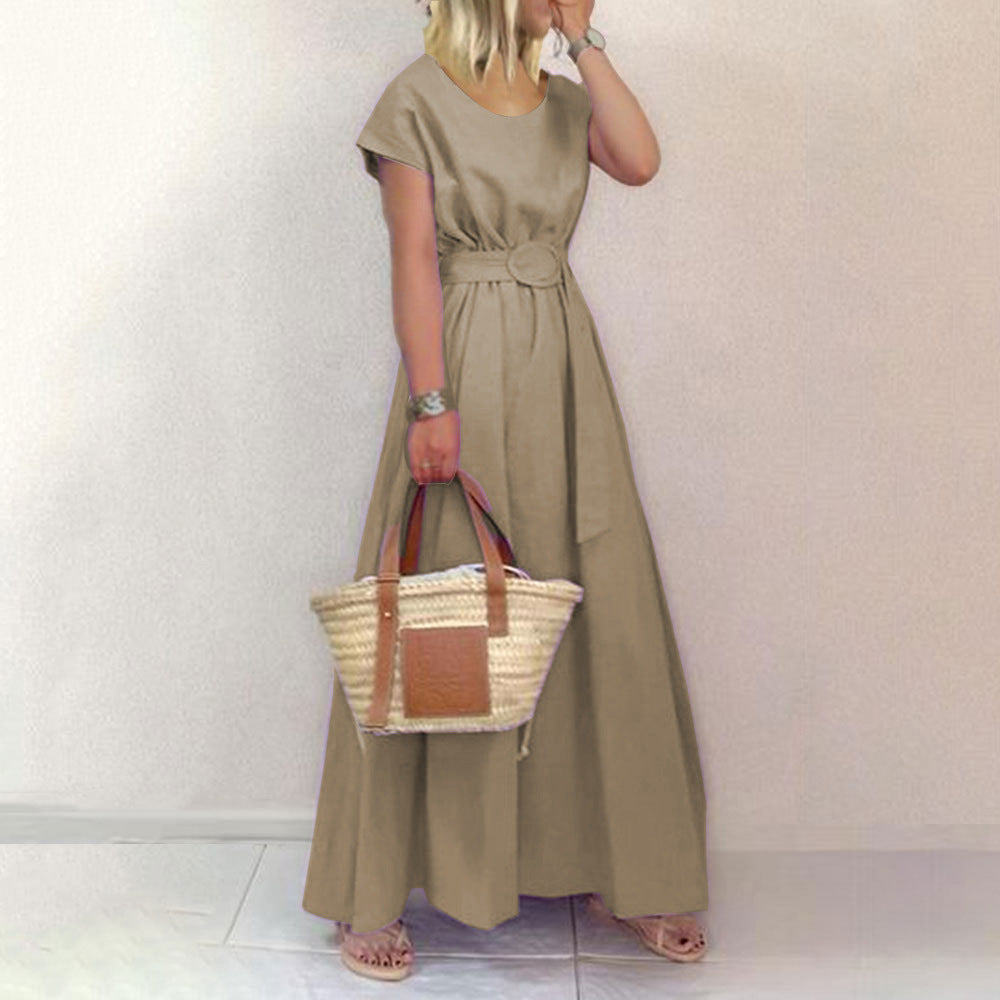 Maxiklänning Dam Lång Ärmar Polyester Elegant Sommarstil-4