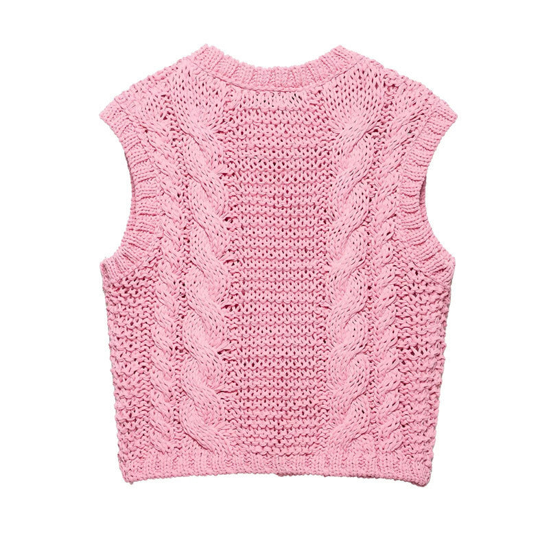 Unisex Blommig Väst Med Rundhals Polyester Stickad-3