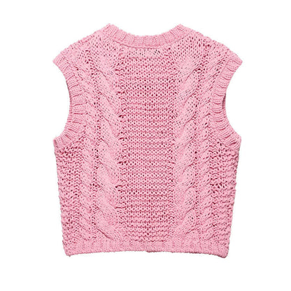 Unisex Blommig Väst Med Rundhals Polyester Stickad-3