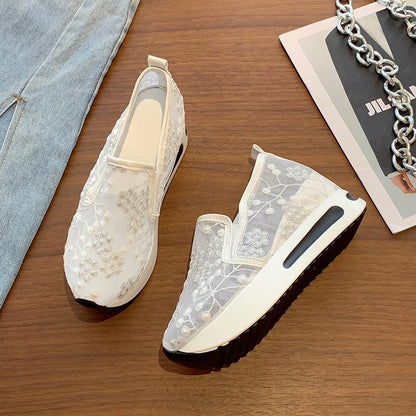 Kvinnors Sneakers Slip-On Blommig Design Platå Textil-3
