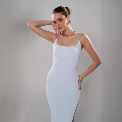 Dam Klänning Bodycon med Delade Sidor Mjuk Elastisk Material-5