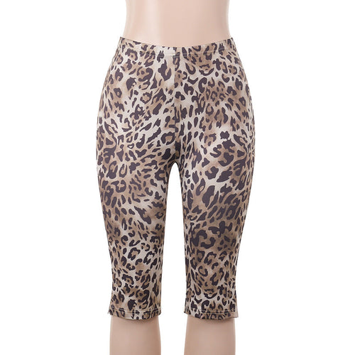 Dam Leggings Leopardmönster Elastisk Tygblandning-1