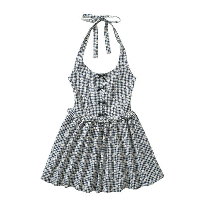 Dam Sommarklänning Höghalsad med Rüsch-detaljer Andningsbart Tyg 1