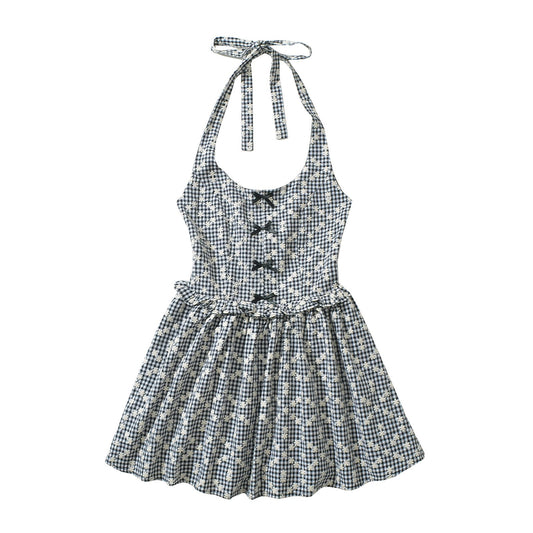 Dam Sommarklänning Höghalsad med Rüsch-detaljer Andningsbart Tyg 1