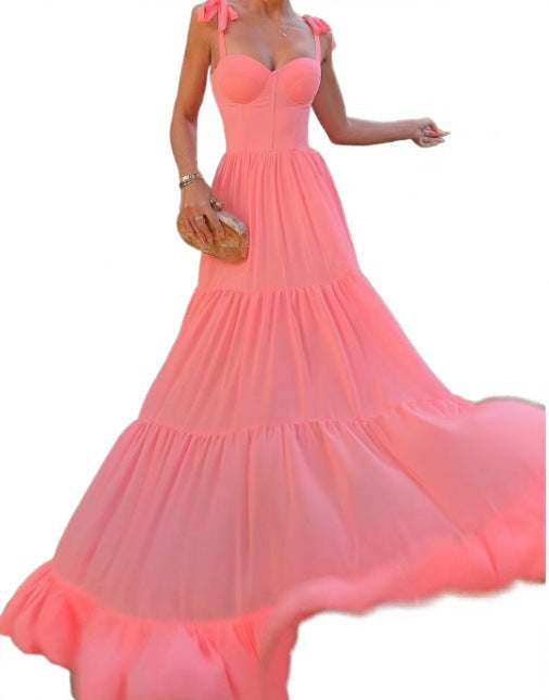 Kvinnors A-Line Klänning Spaghetti Band Polyester-5