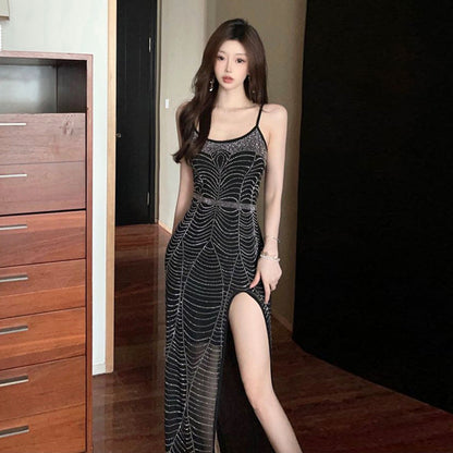 Kvinnors Transparent Klänning Spaghetti Bandage Polyester Spandex-2