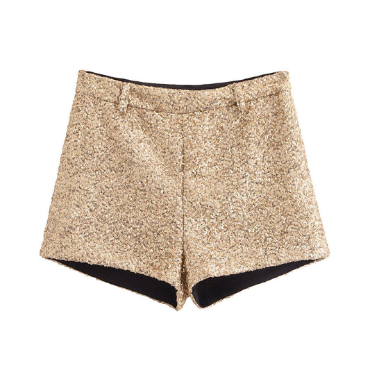 Dam Fritidshorts Midviss Polyester Patchwork Detalj-1