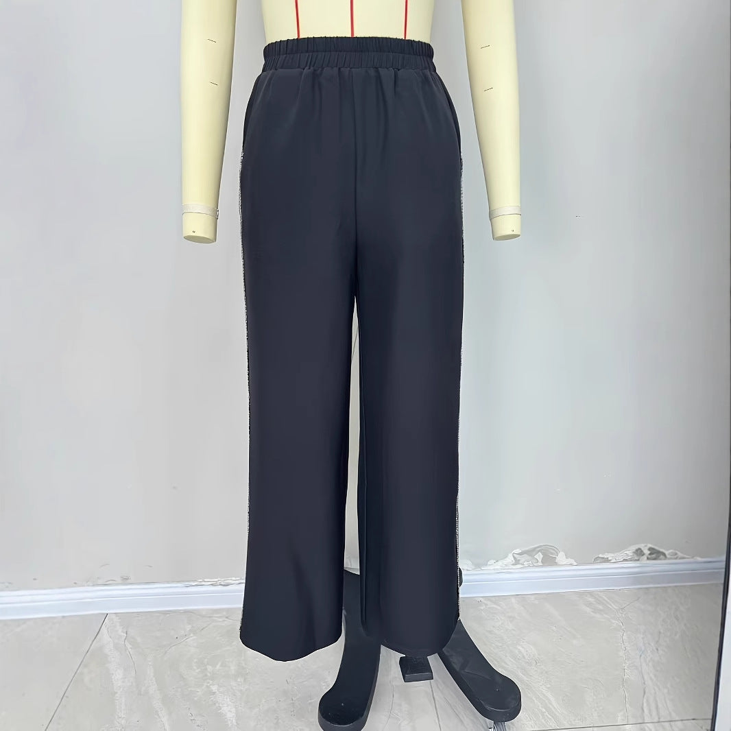 Kvinnors Culottes med Elastisk Midja och Dekorativ Sidosöm – Lätt Andningsbart Tyg, Bred Silhuett för Komfort 4