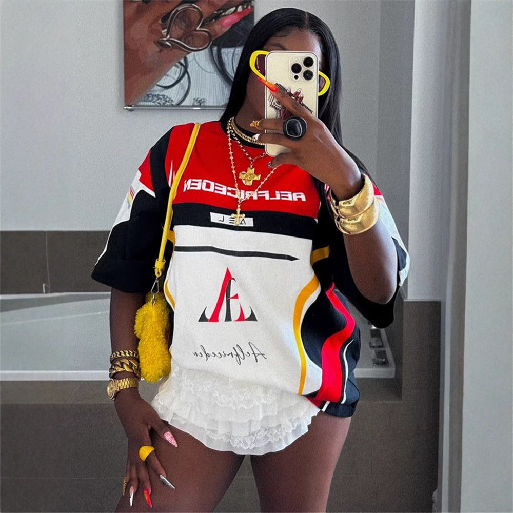 Herr T-shirt Kortärmad Färgblock Polyester Spandex-2