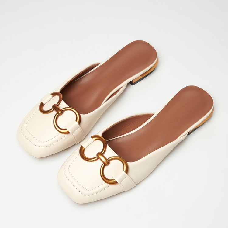 Chic Damen Schuhe aus Synthetischem Leder mit Metallstängung – Elegante, Bequeme Flache Schuhe für Formelle und Freizeit Outfits 1